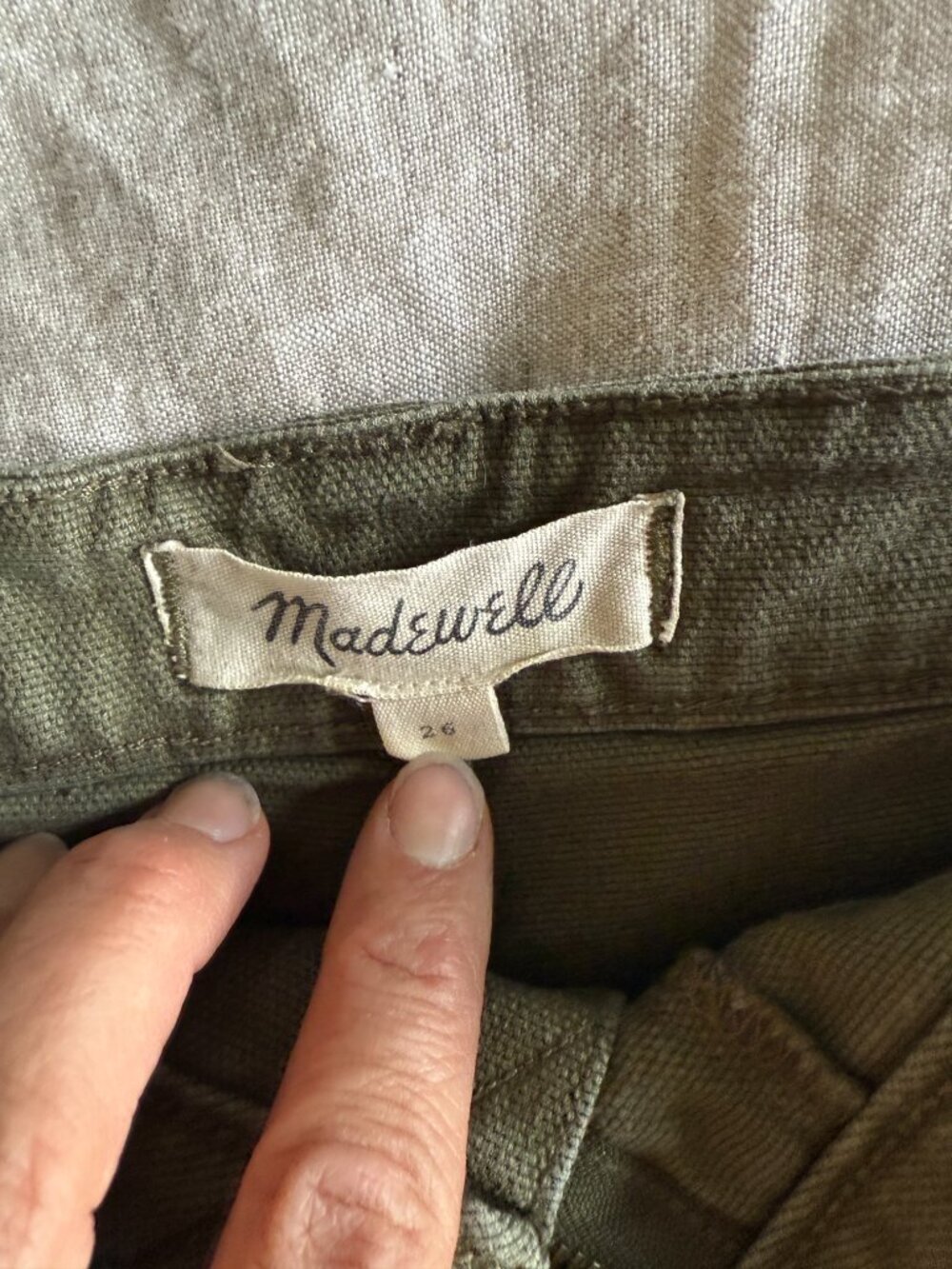Madewell The Perfect Vintage Fatigue Short Women's Olive Canvas Pocket size 26 - Picture 3 of 5